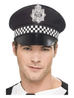 Smiffys Police Panda Cap, Black