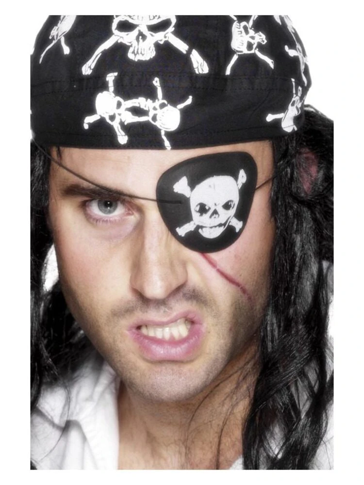 Smiffys Pirate Eyepatch, Black & White 1 Smiffys Pirate Eyepatch, Black & White