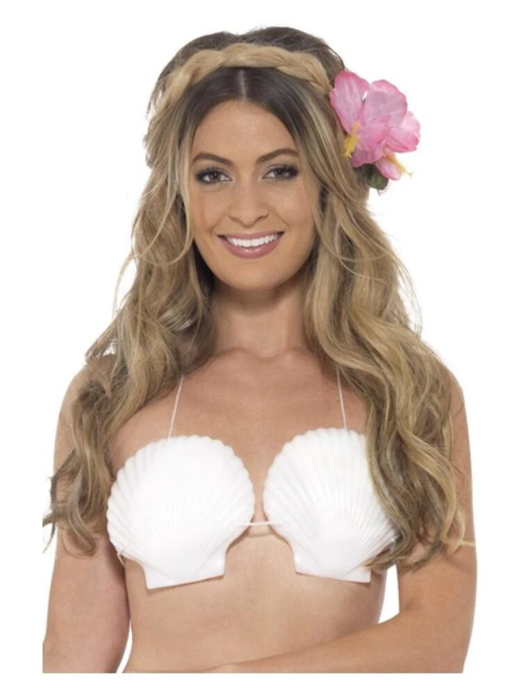 Smiffys Hawaiian Seashell Bra, White 1 Smiffys Hawaiian Seashell Bra, White