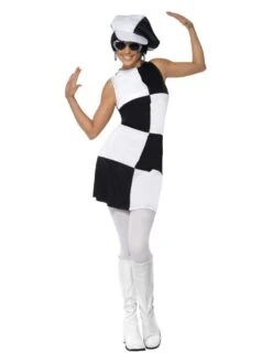 Smiffys 60s Party Girl Costume, Black & White