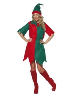 Smiffys Elf Costume, Red & Green