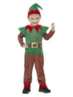 Smiffys Elf Toddler Costume, Red & Green