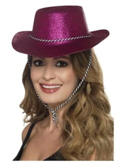 Smiffys Cowboy Glitter Hat, Pink