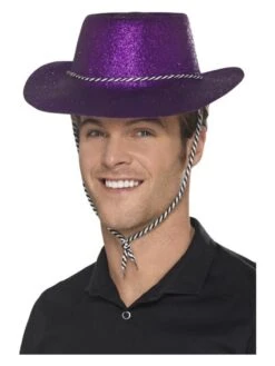 Smiffys Cowboy Glitter Hat, Purple