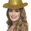 Smiffys Cowboy Glitter Hat, Gold