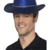 Smiffys Cowboy Glitter Hat, Blue
