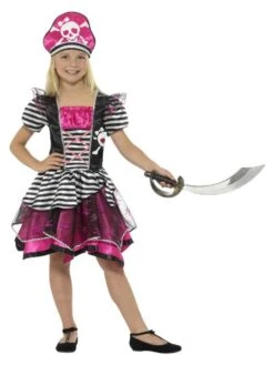 Smiffys Perfect Pirate Girl Costume, Black & Pink