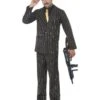 Smiffys Gold Pinstripe Gangster Costume, Black