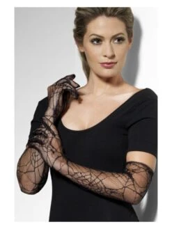 Smiffys Lace Gloves, Black
