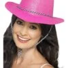 Smiffys Cowboy Glitter Hat, Neon Pink