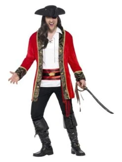 Smiffys Curves Pirate Captain Costume, Red
