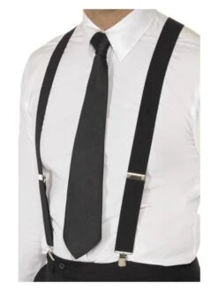 Smiffys Black Elasticated Braces, Black