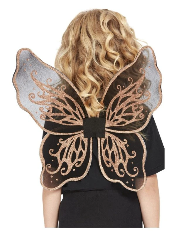 Smiffys Dark Botanicals Butterfly Wings, 43cm/17in, Gold, 1 Smiffys Dark Botanicals Butterfly Wings, 43cm/17in, Gold,