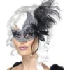 Smiffys Masquerade Dark Angel Eyemask, Silver & Black