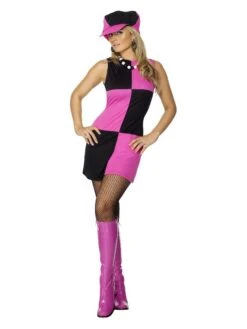 Smiffys Swinging 60s Costume, Pink & Black