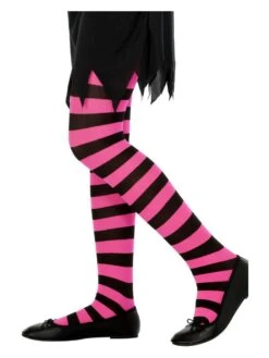 Smiffys Tights, Black & Fuchsia