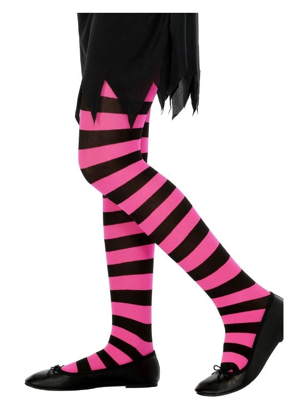 Smiffys Tights, Black & Fuchsia 1 Smiffys Tights, Black & Fuchsia