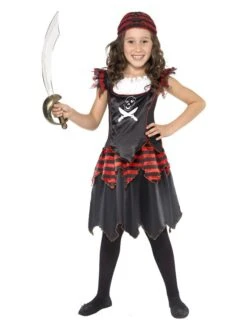 Smiffys Pirate Skull & Crossbones Girl Costume, Black