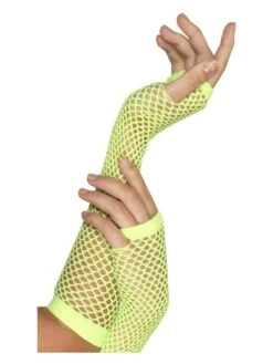 Smiffys Fishnet Gloves, Neon Green