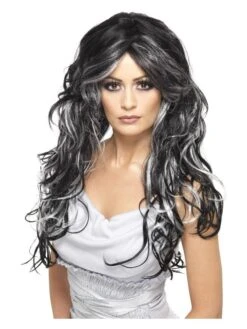 Smiffys Gothic Bride Wig, Black & White