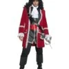 Smiffys Deluxe Authentic Pirate Captain Costume, Red