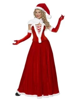 Smiffys Luxury Miss Santa Costume, Red