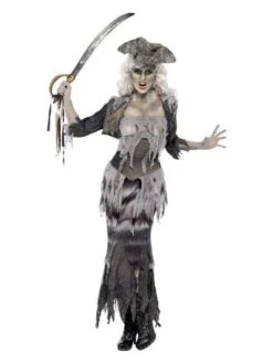 Smiffys Deluxe Ghost Ship Ghoulina Costume, Grey