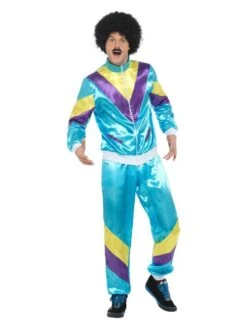 Smiffys 80s Height Of Fashion Shell Suit Costume, Blue