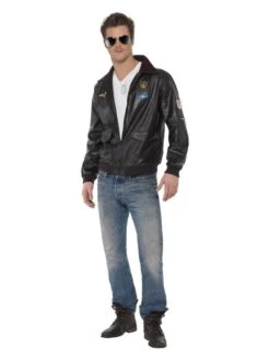 Smiffys Top Gun Bomber Jacket, Brown