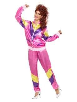 Smiffys 80s Height Of Fashion Shell Suit Costume, Pink