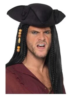 Smiffys Tricorn Pirate Captain Hat, Black