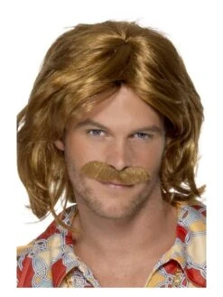 Smiffys 70s Super Trouper Wig & Moustache, Brown
