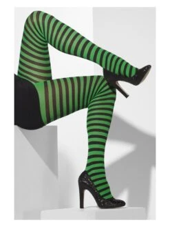 Smiffys Opaque Tights, Green & Black