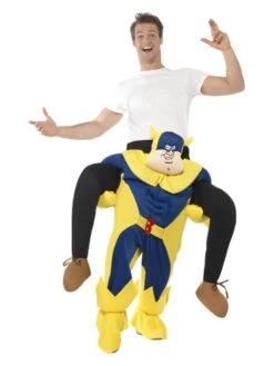 Smiffys Bananaman Piggy Back Costume, Blue