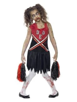 Smiffys Zombie Cheerleader Costume, Red & Black