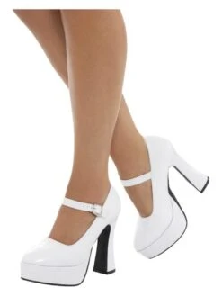 Smiffys 70s Ladies Platform Shoes, White