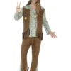 Smiffys 60s Hippie Costume, With Trousers, Top, Waistcoat,