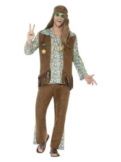 Smiffys 60s Hippie Costume, With Trousers, Top, Waistcoat,