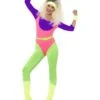Smiffys 80s Work Out Costume, With Jumpsuit, Neon