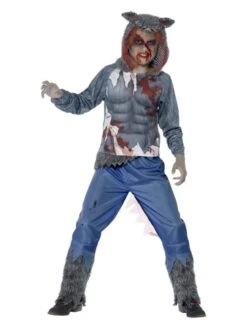 Smiffys Deluxe Wolf Warrior Costume, Grey