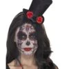 Smiffys Day Of The Dead Mini Top Hat, Black