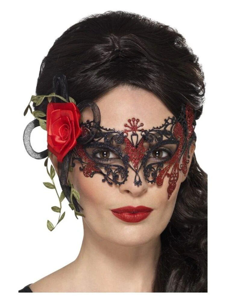 Smiffys Day Of The Dead Metal Filigree Eyemask, Black 1 Smiffys Day Of The Dead Metal Filigree Eyemask, Black