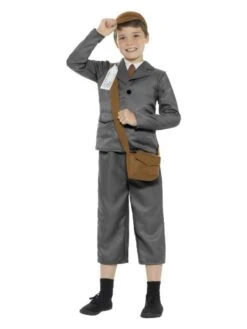 Smiffys WW2 Evacuee Boy Costume, Grey