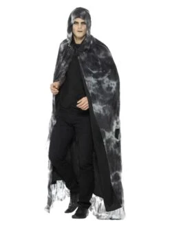Smiffys Deluxe Spellbound Decayed Cape, Black & Grey