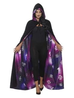 Smiffys Deluxe Reversible Galaxy Ouija Cape, Black & Purpl