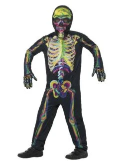 Smiffys Glow In The Dark Skeleton Costume, Multi-Coloured