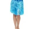 Smiffys Hawaiian Hula Skirt With Flowers, Neon Blue