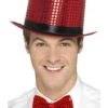 Smiffys Sequin Top Hat, Red