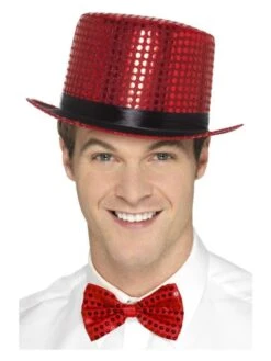 Smiffys Sequin Top Hat, Red
