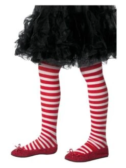 Smiffys Striped Tights, Childs, Red & White